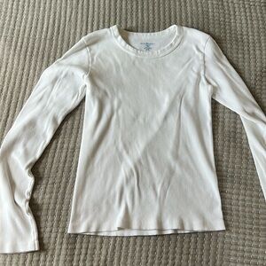 Brandy Melville white ribbed long sleeve tee